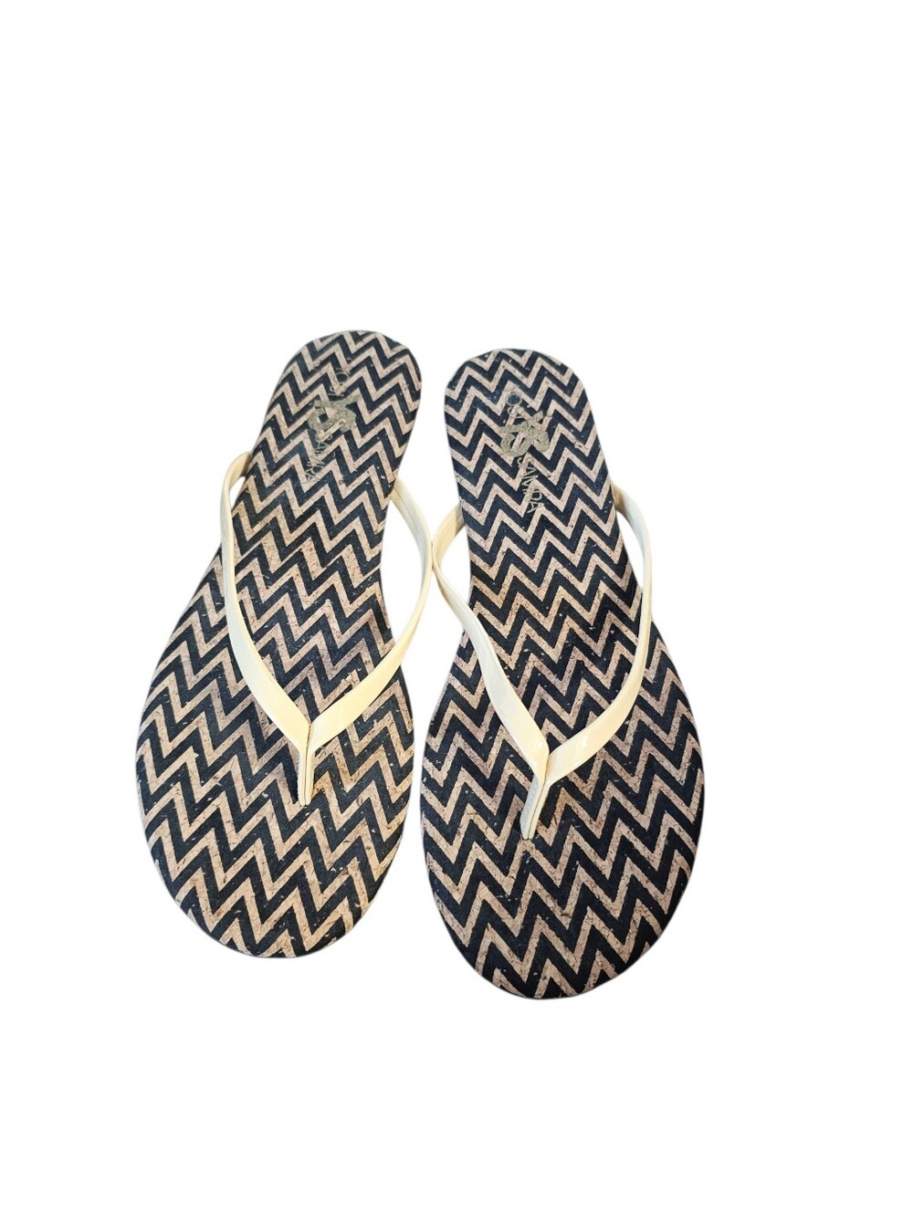 NEW Yosi Samra Chevron Print Flip Flops - Cream Straps